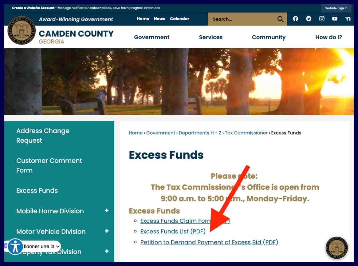 camden county excess funds list