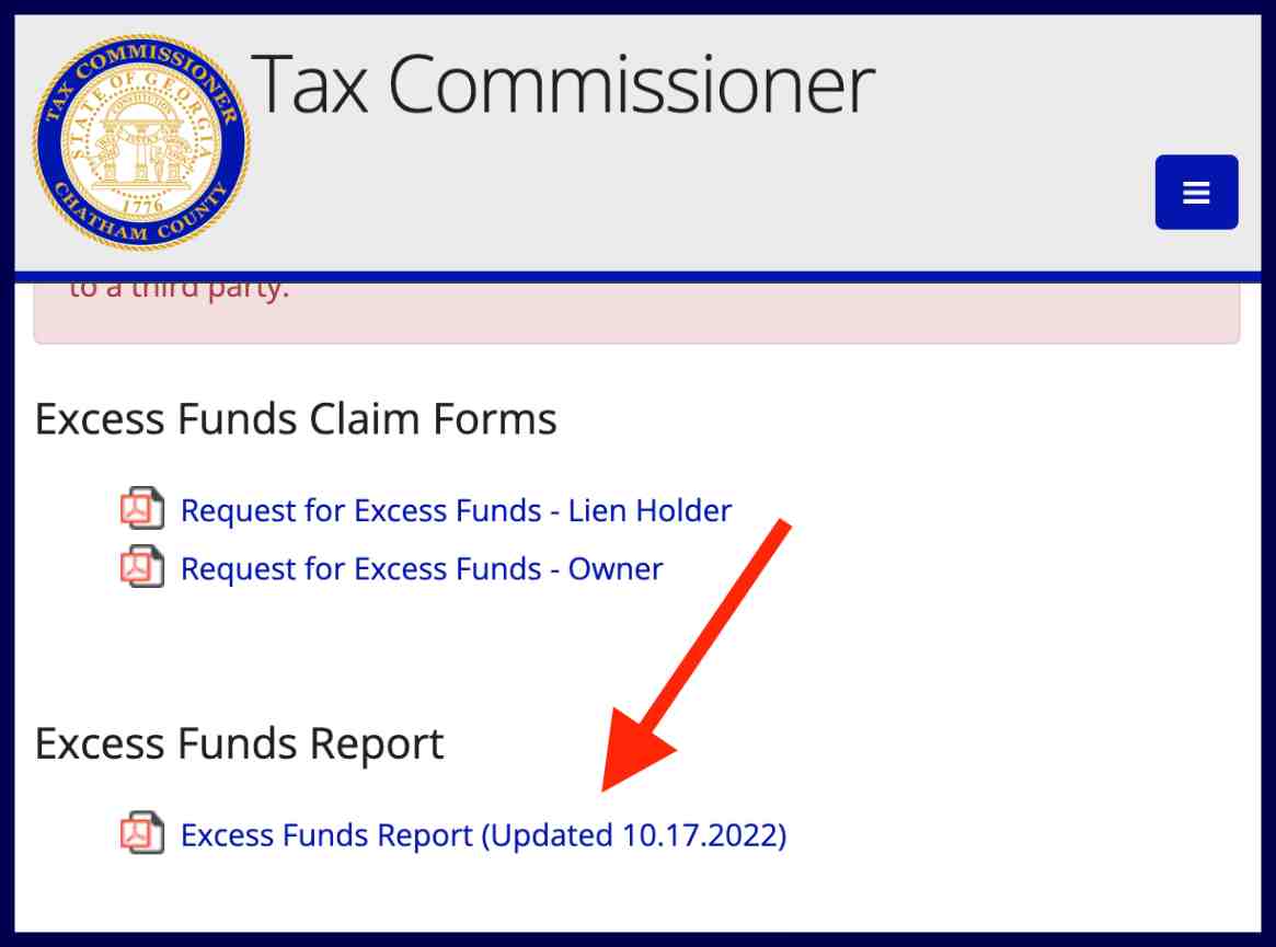 chatham county excess funds list