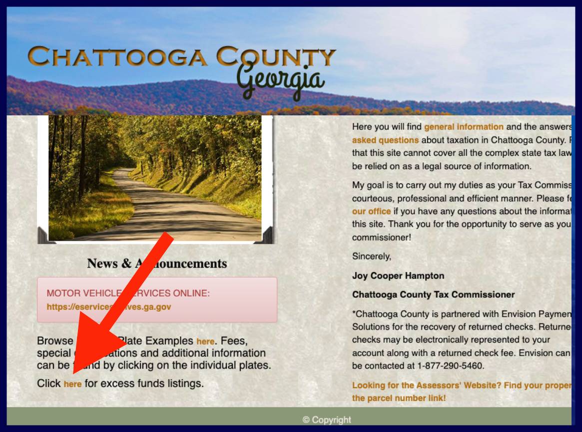 chattooga county excess funds list
