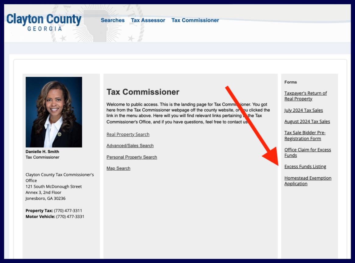 clayton county excess funds list
