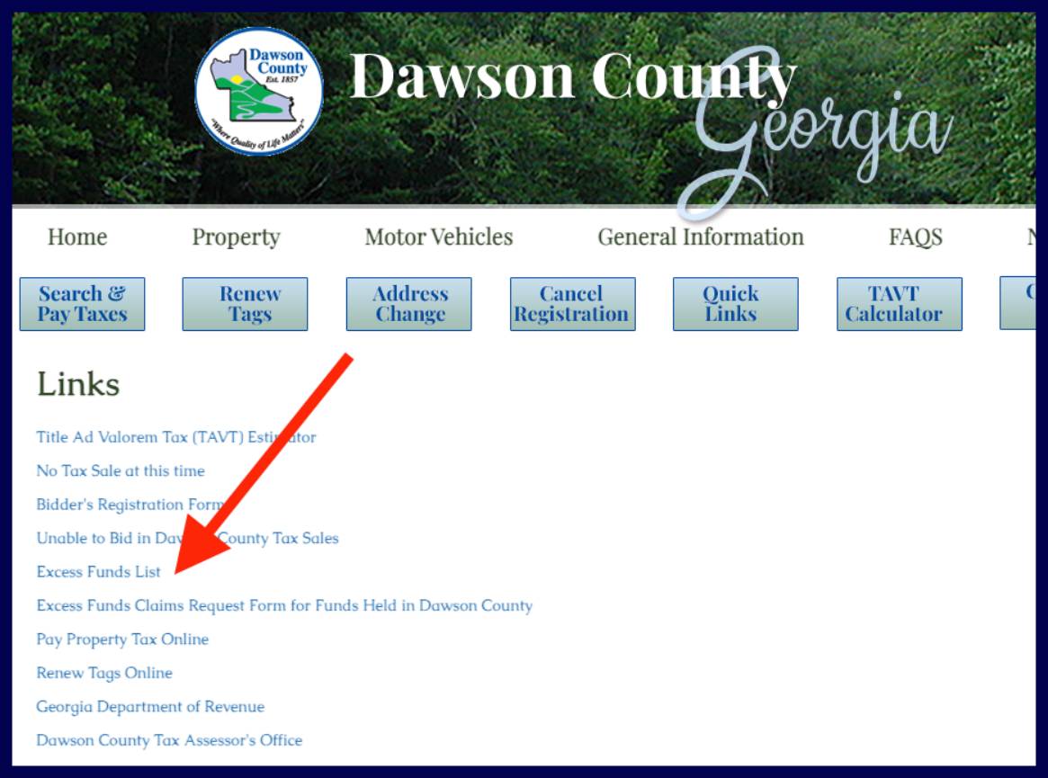 dawson county excess funds list
