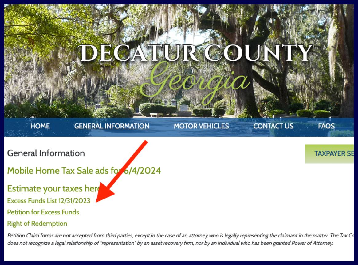 decatur county excess funds list