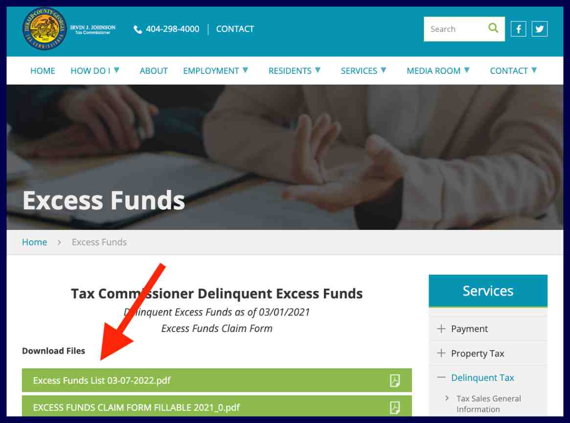dekalb county excess funds list