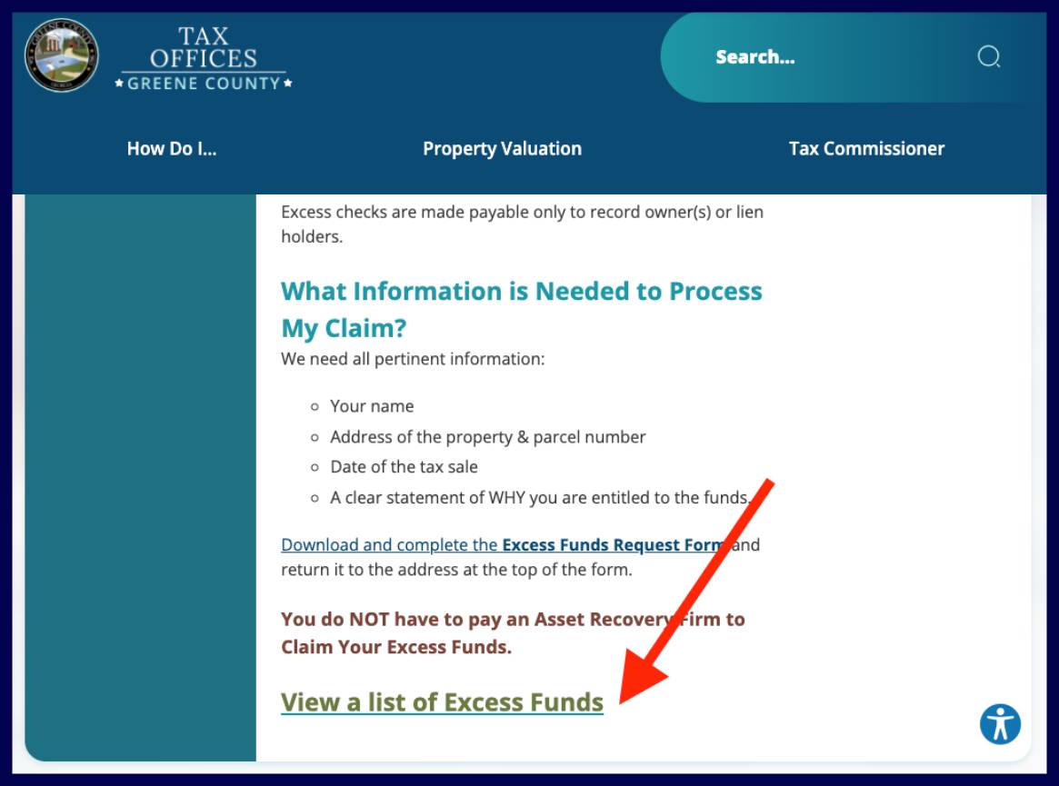 greene county excess funds list