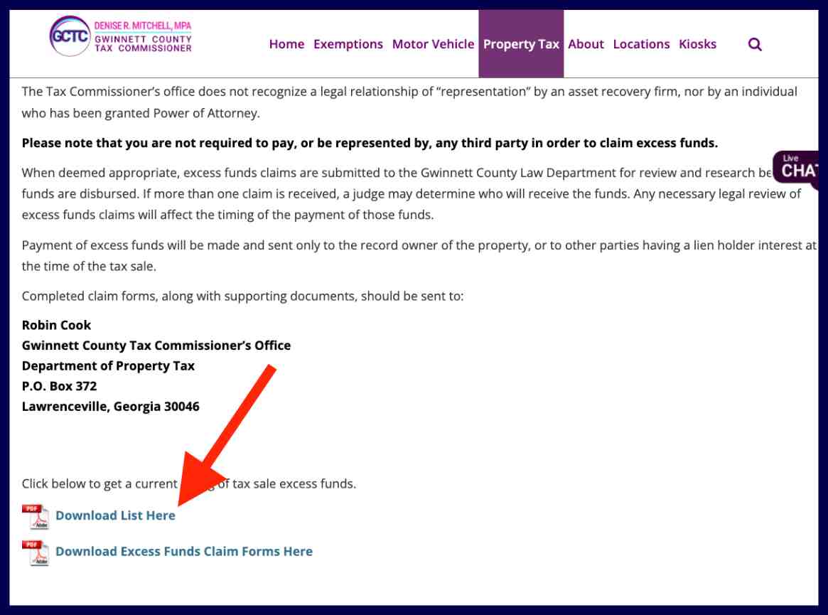 gwinnett county excess funds list