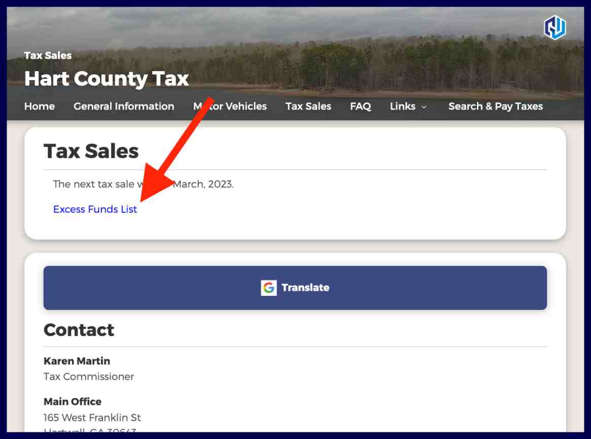 hart county excess funds list