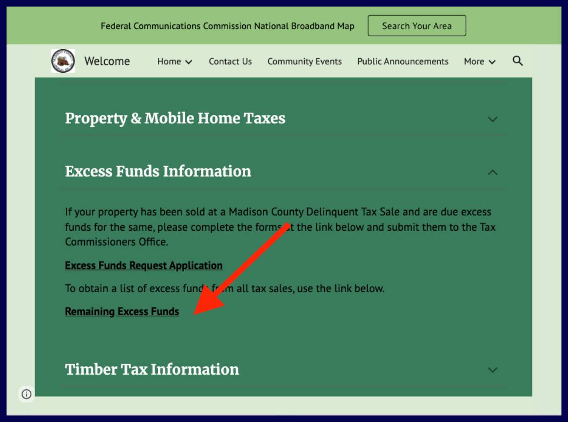 madison county excess funds list