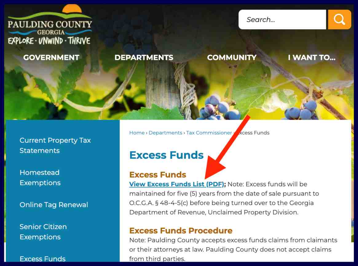 paulding county excess funds list