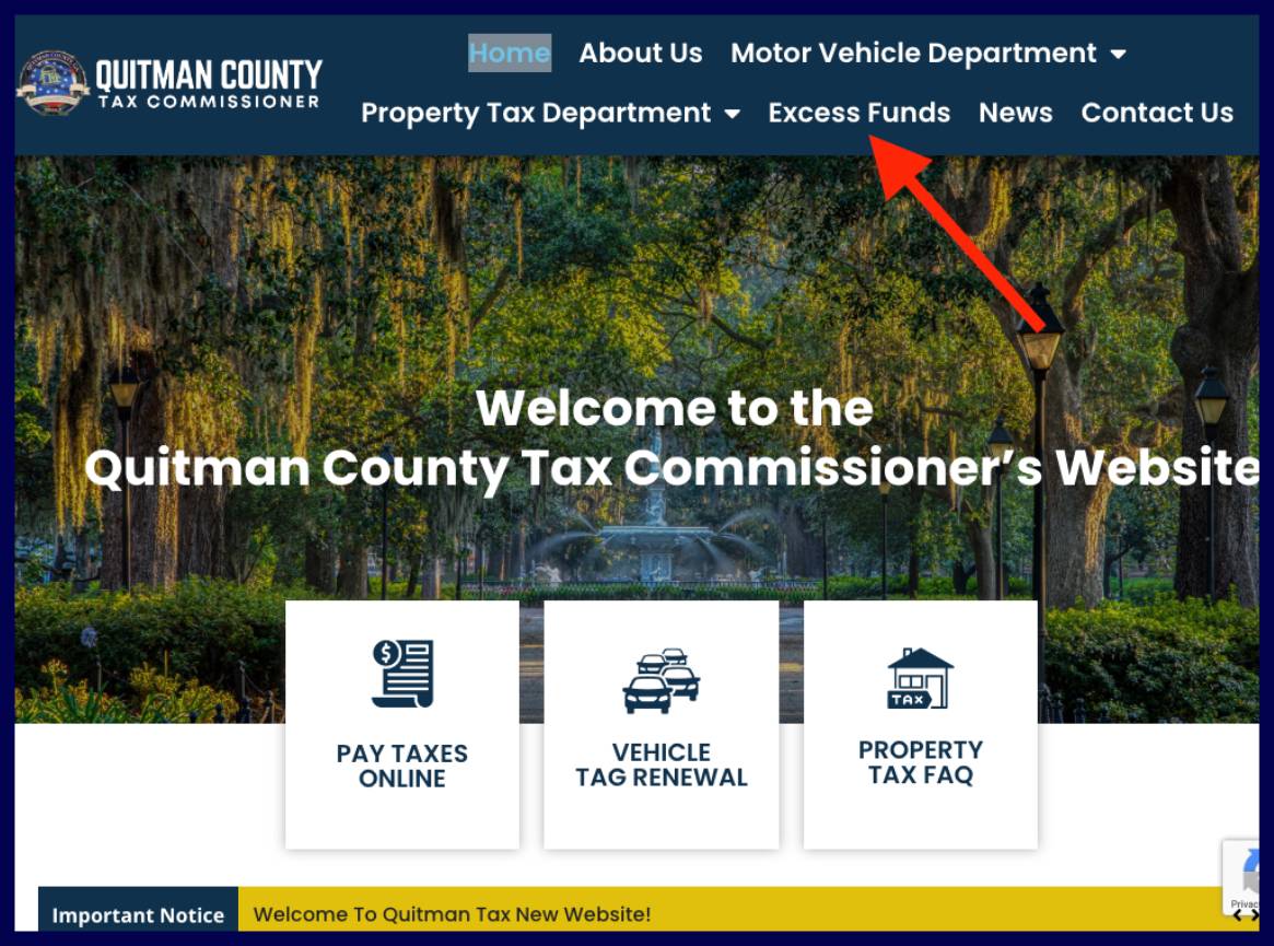 quitman county excess funds list