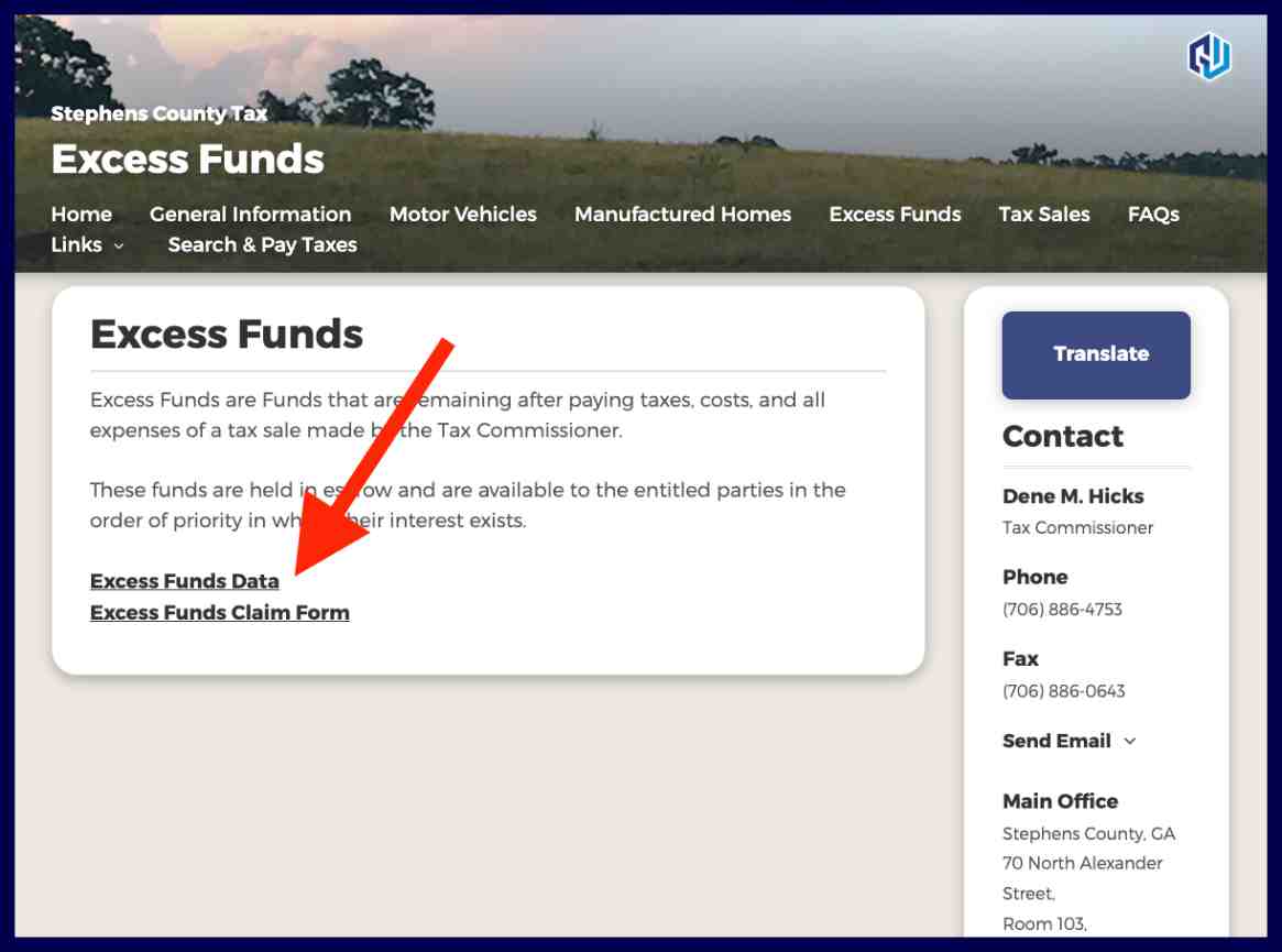 stephens county excess funds list