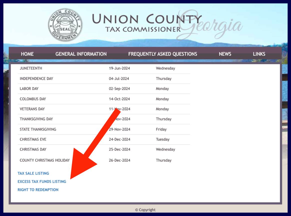 union county excess funds list
